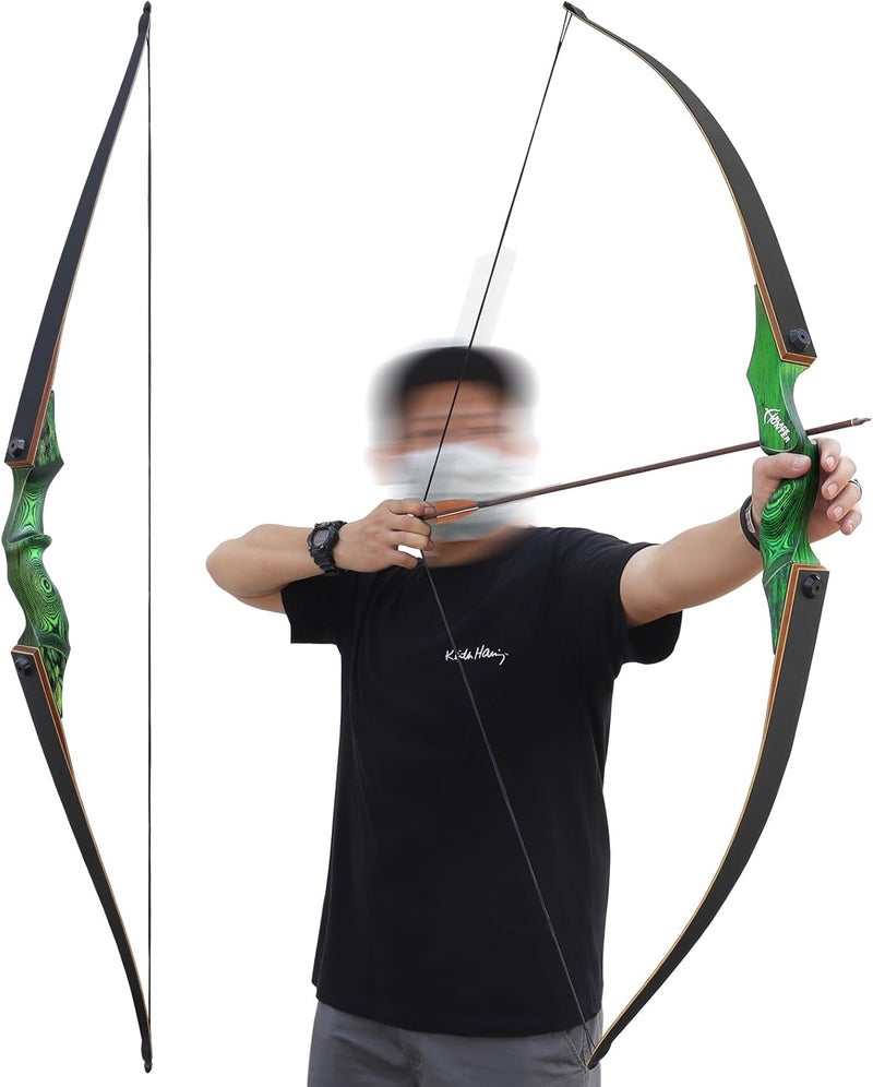 HANDBAIGE 60" Takedown Long Bows for Hunting Adult Solid Wood Bow Risers Laminated Bow Limbs Long Bows for Archery 20-60lbs Hunting Bows for Men Women and Beginner Long Bow Set for Adults Right Hand - Image 1